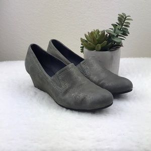 VANELi Pewter Suede Leather Wedge Shoes 7.5M
